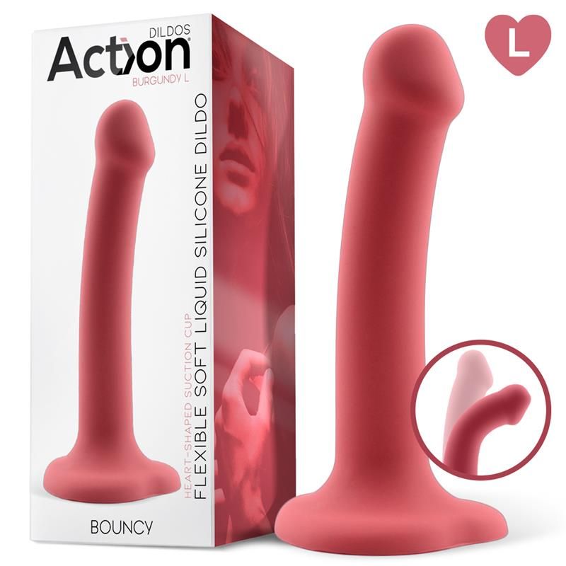 Action Ρεαλιστικό Dildo Action Bouncy Large 19cm Μπορντό Ρεαλιστικά