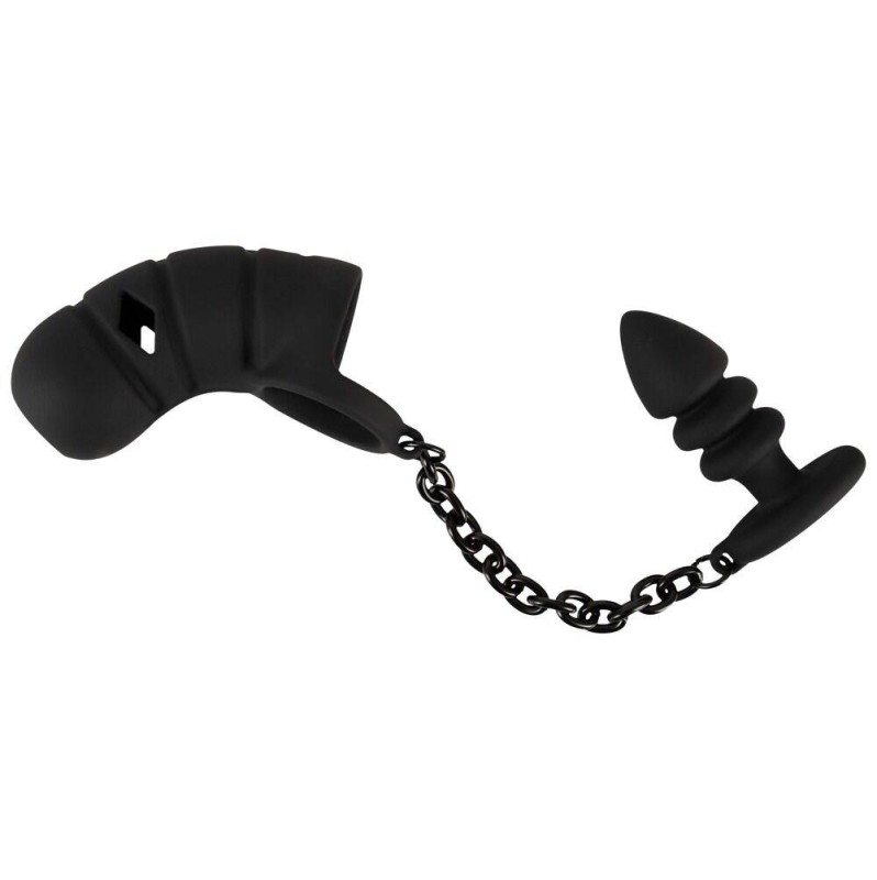 Cock Cage with Butt Plug Black Velvets Black