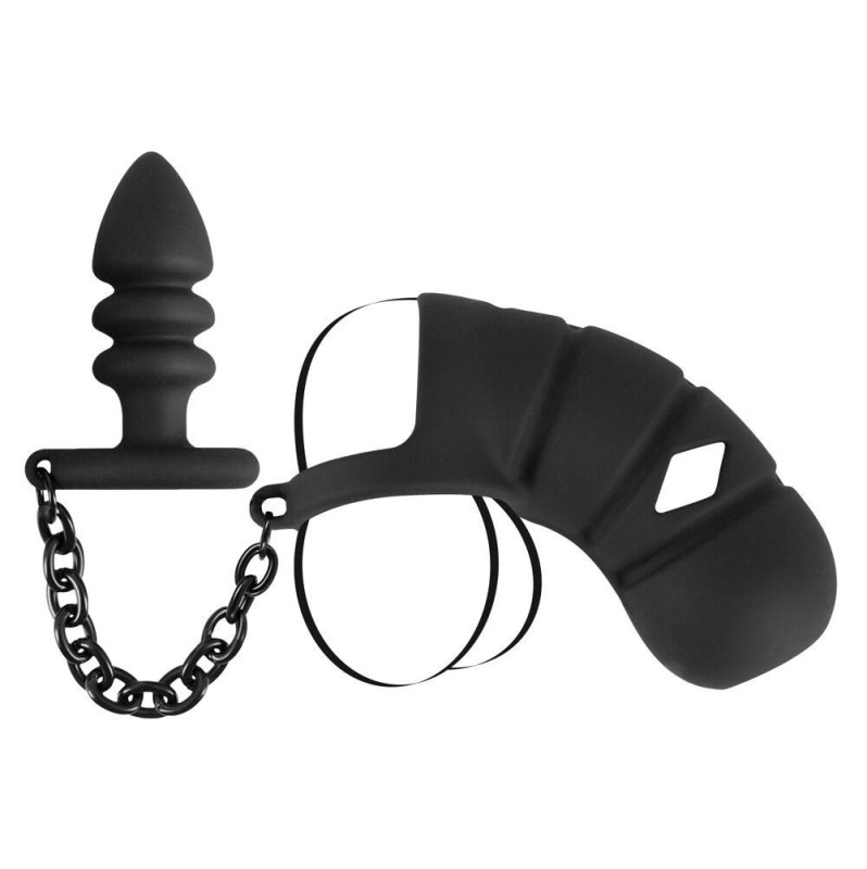 Cock Cage with Butt Plug Black Velvets Black