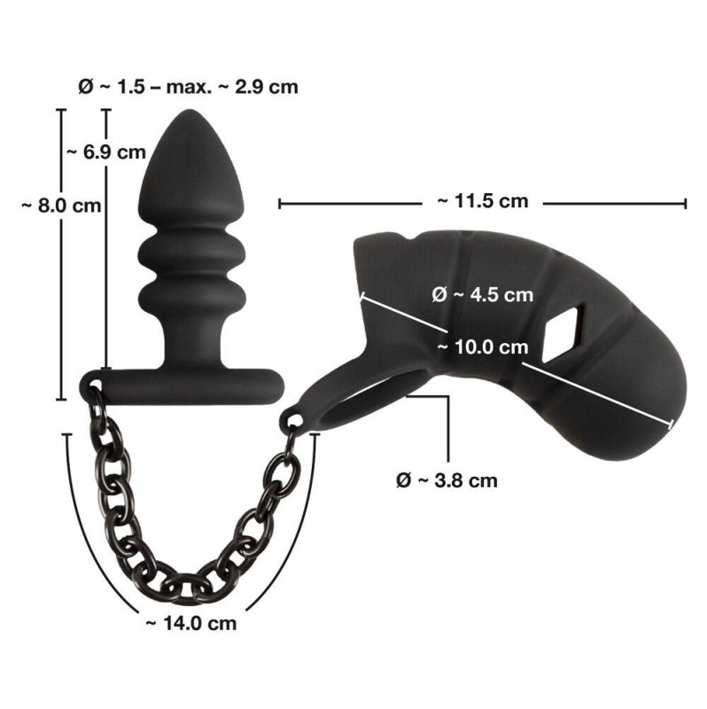 Cock Cage with Butt Plug Black Velvets Black
