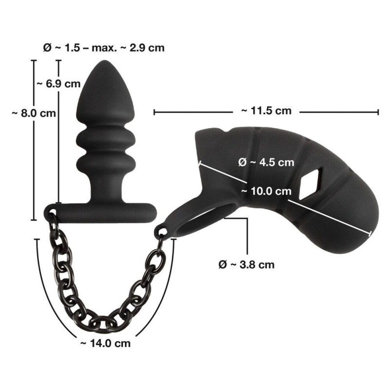 Cock Cage with Butt Plug Black Velvets Black Black Velvets Cock Cage with Butt Plug Black Velvets Black Cock Cages