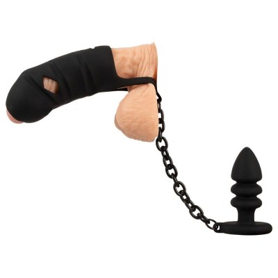 Cock Cage with Butt Plug Black Velvets Black Cock Cage with Butt Plug Black Velvets Black