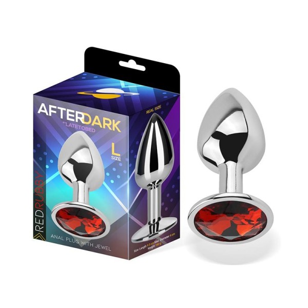 Πρωκτική Σφήνα Με Κόσμημα AfterDark Red Ruby Large Ασημί/Κόκκινη