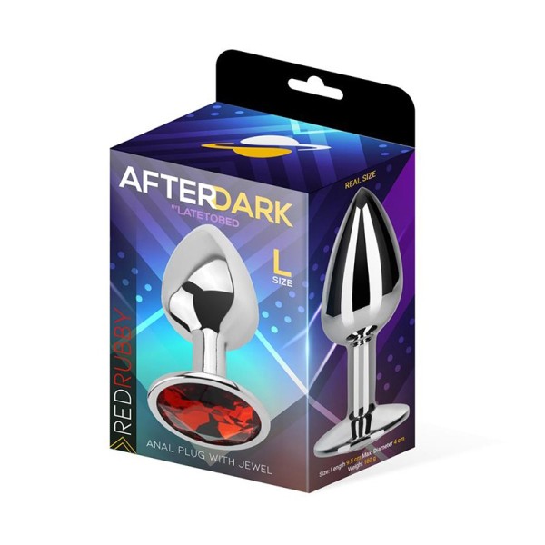 Πρωκτική Σφήνα Με Κόσμημα AfterDark Red Ruby Large Ασημί/Κόκκινη