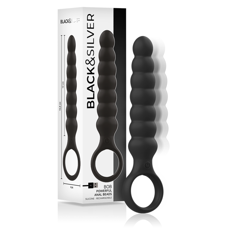 Powerful Anal Beads Black&Silver Bob Black