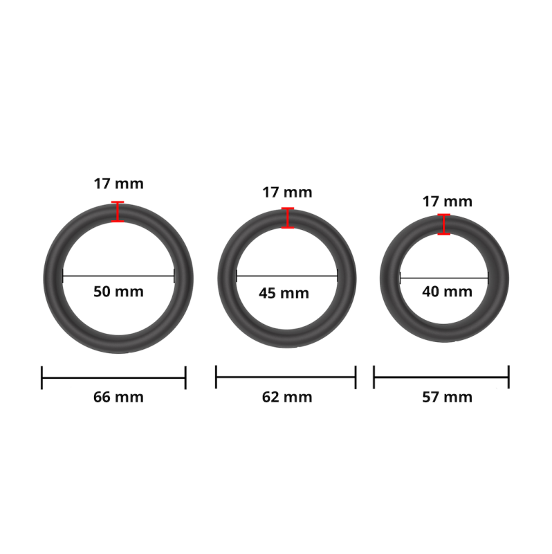 Three Size Cock Ring Set Erospace B9 Black