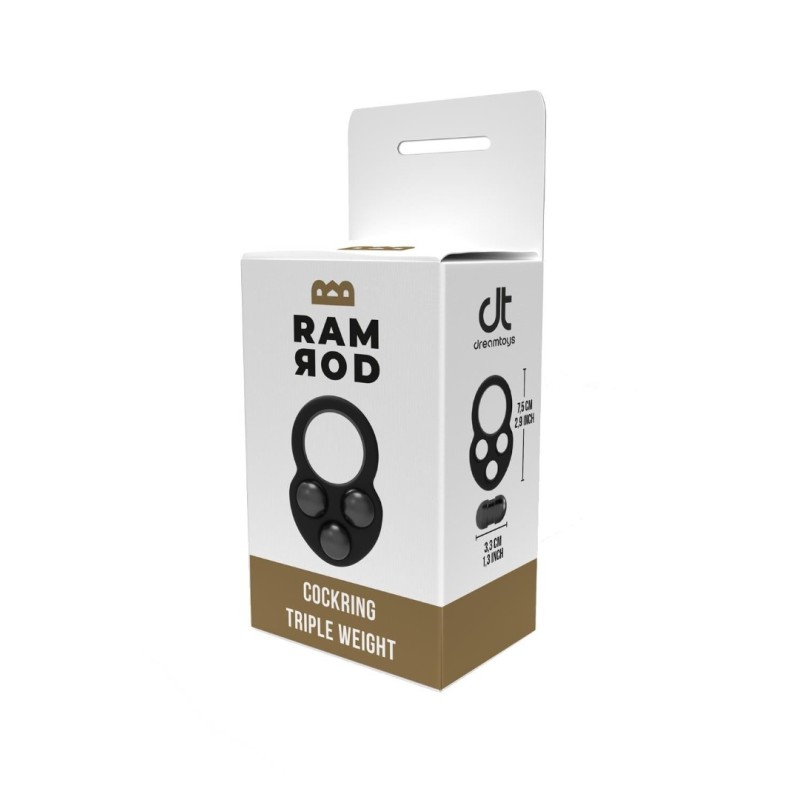 Dreamtoys Weighted Cock Ring Ramrod Triple Weight Black Cock Rings