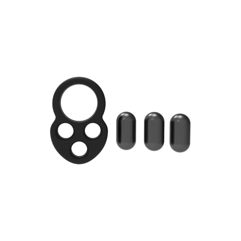Dreamtoys Weighted Cock Ring Ramrod Triple Weight Black Cock Rings