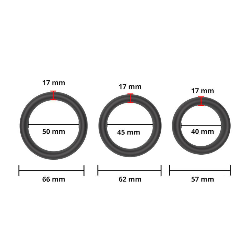 Erospace Three Size Cock Ring Set Erospace B9 Black Cock Rings