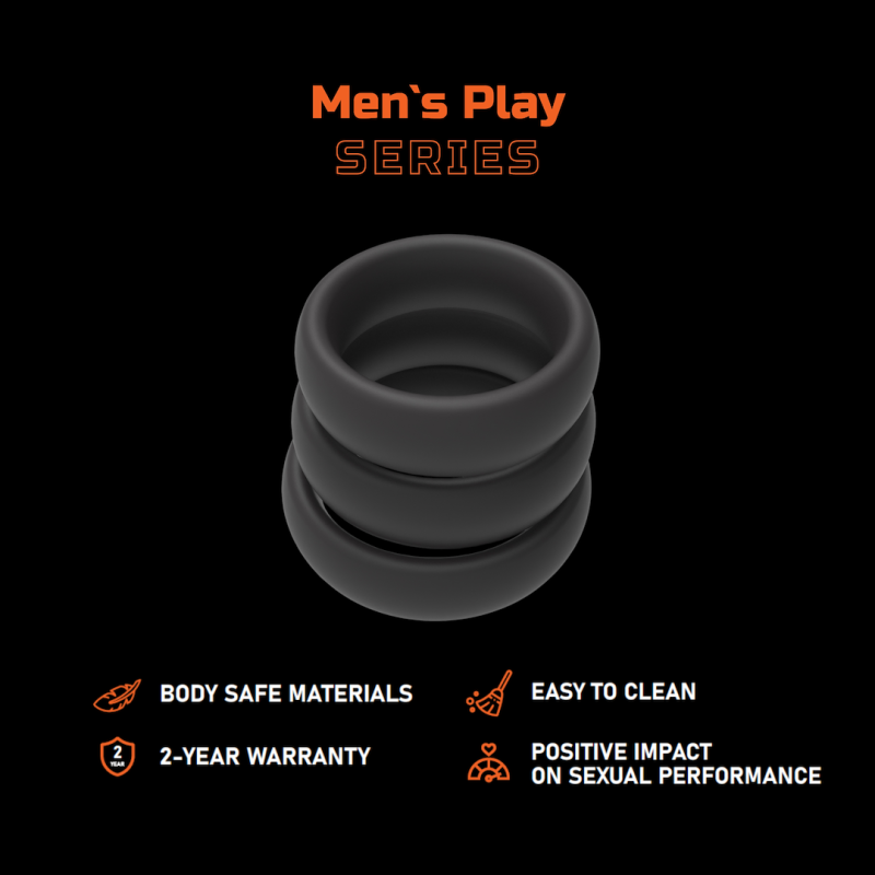 Erospace Three Size Cock Ring Set Erospace B9 Black Cock Rings