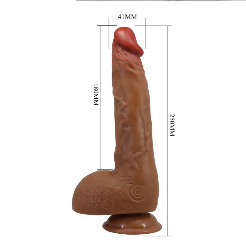 Realistic Vibrator Beautiful Wilks With Suction Cup Thrusting&Rotating 25cm Brown
