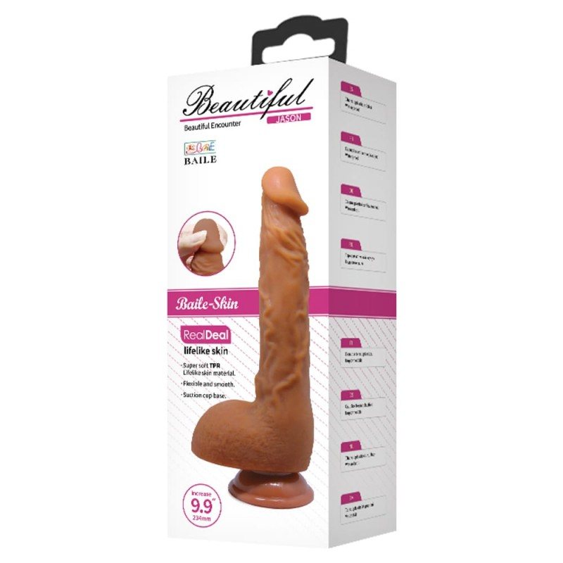 Ρεαλιστικό Dildo Beautiful Jason 25cm Καφέ Ρεαλιστικό Dildo Beautiful Jason 25cm Καφέ