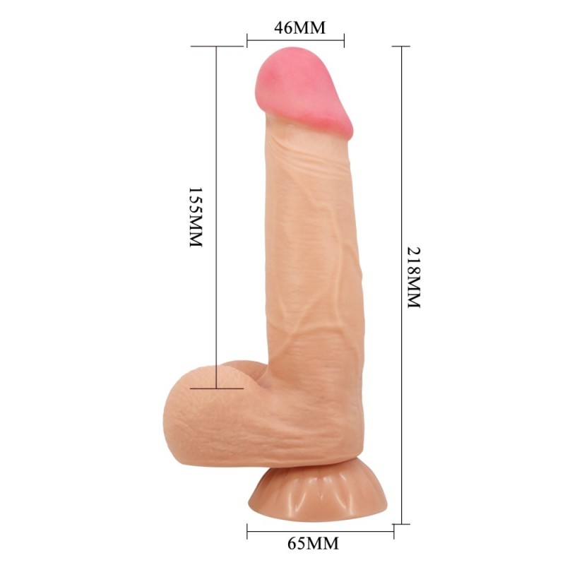 Realistic Vibrator Baile Sliding Skin With Suction Cup 21.8cm Nude