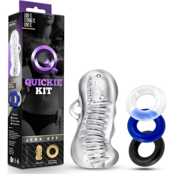 Σετ Αυνανιστήρι Blush με Δαχτυλίδια Πέους Quickie Kit Jerk Off Διαφανές