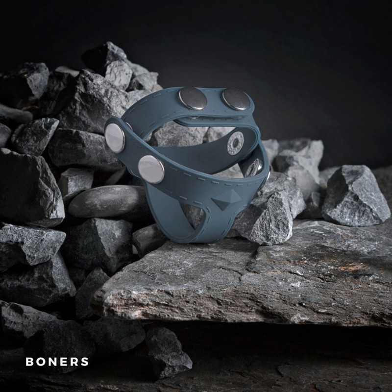 Boners Silicone Cock Ring And Ball Splitter Boners T-Shape Grey Cock Rings