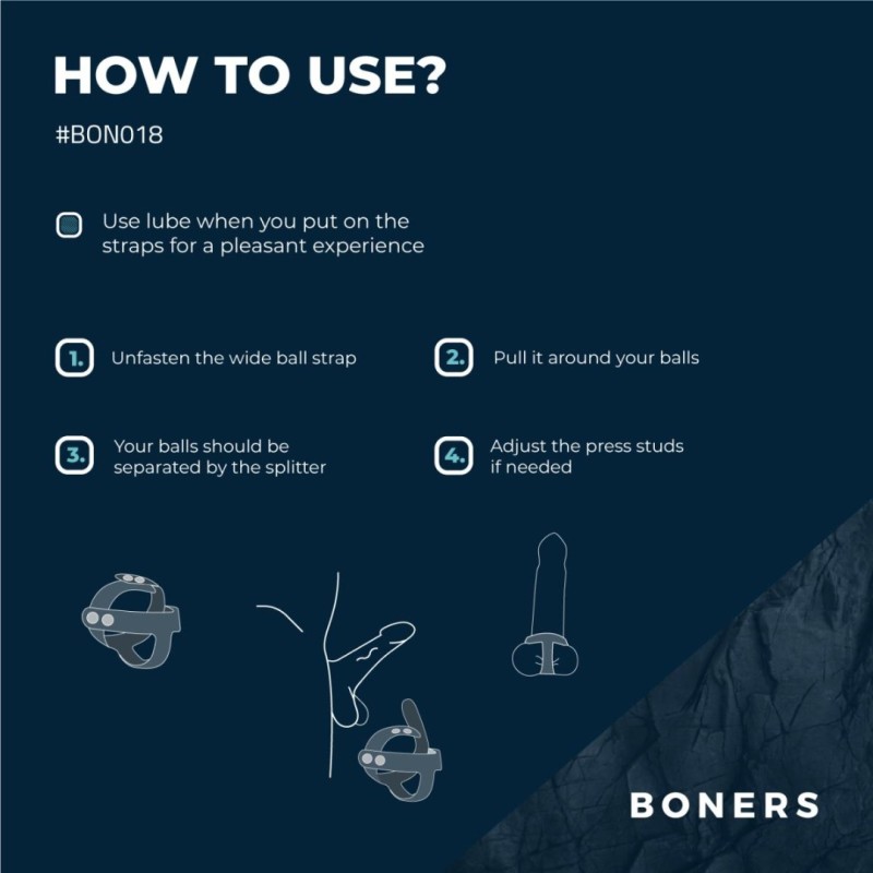 Boners Silicone Cock Ring And Ball Splitter Boners T-Shape Grey Cock Rings