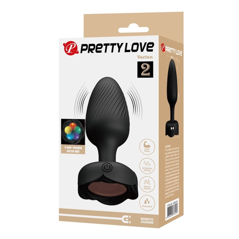 Vibrating Butt Plug With LED Pretty Love Varian Black
