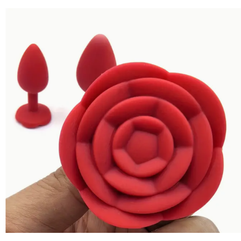 Love Market Silicone Butt Plug Rose Small Red Non-Vibrating butt plugs