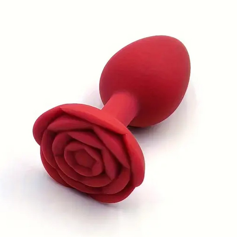 Silicone Butt Plug Rose Small Red Love Market Silicone Butt Plug Rose Small Red Non-Vibrating butt plugs