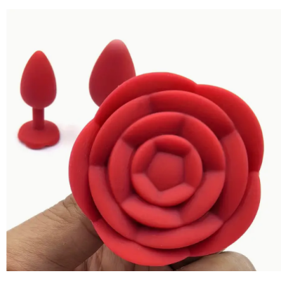 Silicone Butt Plug Rose Small Red Silicone Butt Plug Rose Small Red