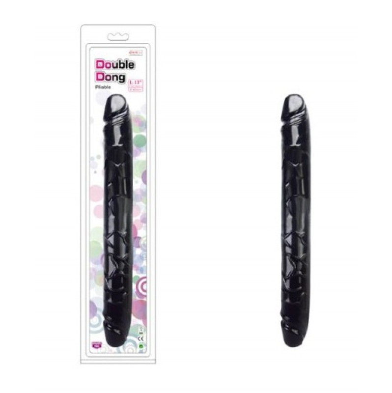 Διπλό Dildo Charmly Toy Pliable 33cm Μαύρο