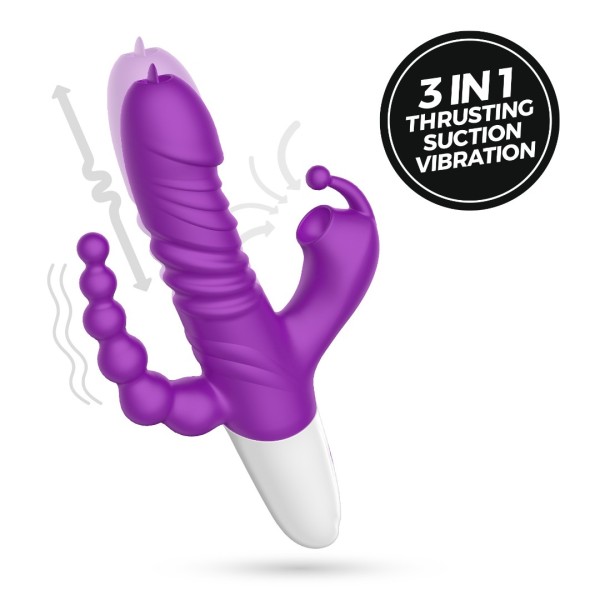 Rabbit Triple Vibrator with Suction and Thrusting Crushious Wrangler Purple Rabbit Triple Vibrator with Suction and Thrusting Crushious Wrangler Purple