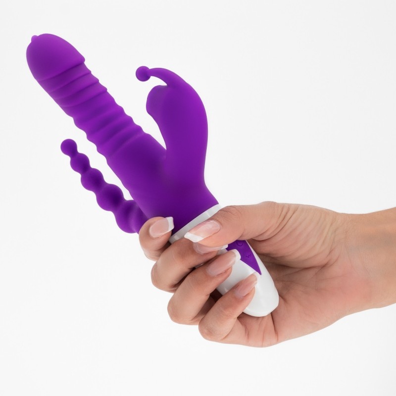 Rabbit Triple Vibrator with Suction and Thrusting Crushious Wrangler Purple Crushious Rabbit Triple Vibrator with Suction and Thrusting Crushious Wrangler Purple Rabbit