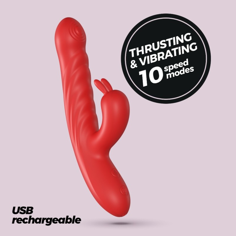 Erospace Rabbit Vibrator with Tongue Sweet Play A4 Red Rabbit