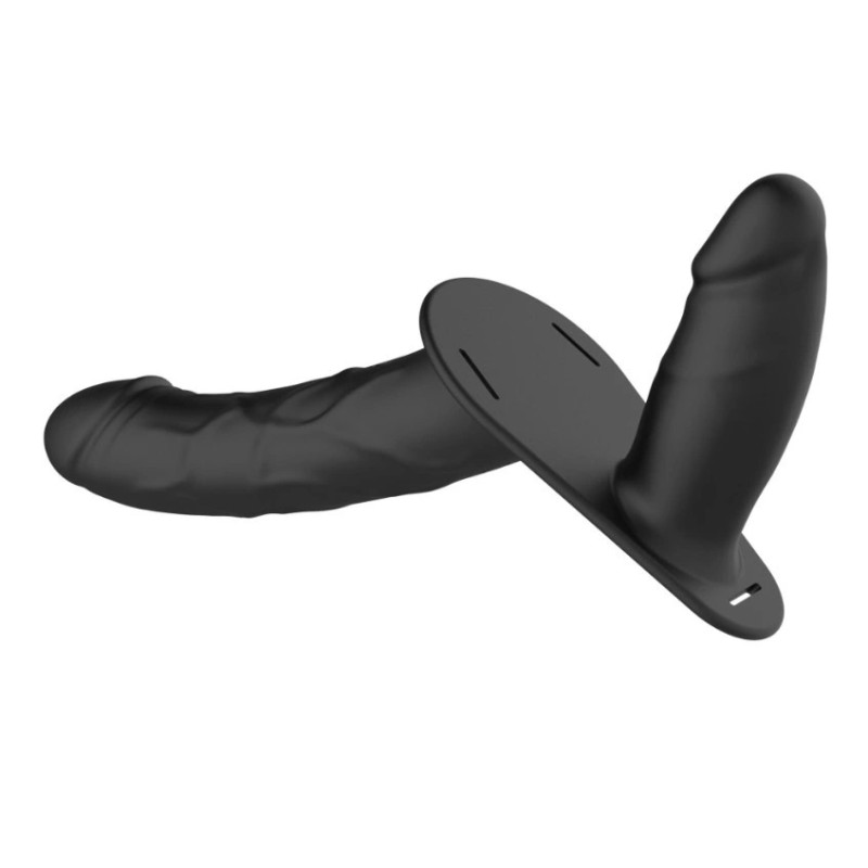 Crushious Vibrating Double Strap-On Crushious Labionda 15.5cm Black Women's Strap-On