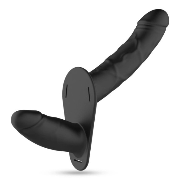 Vibrating Double Strap-On Crushious Labionda 15.5cm Black