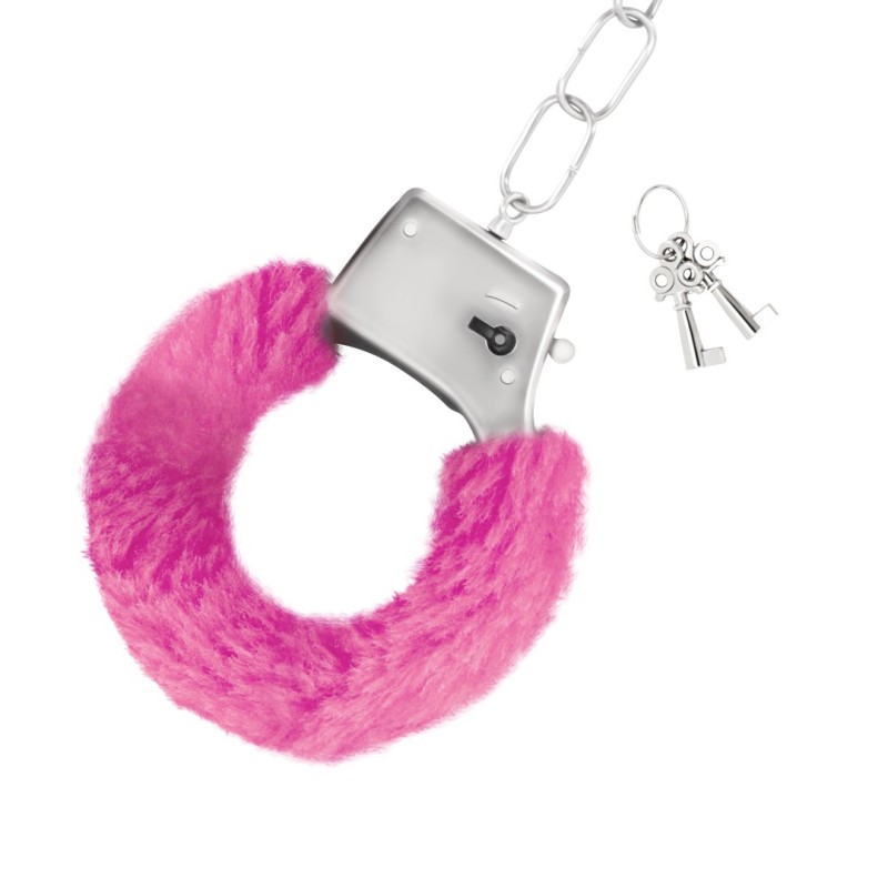 Crushious Χειροπέδες με Γούνα Crushious Love Cuffs Ροζ Μεταλλικές χειροπέδες