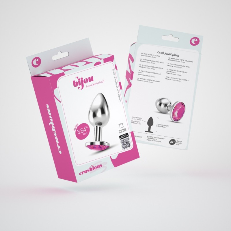 Crushious Butt Plug With Jewel Crushious Bijou Large Silver/Pink Non-Vibrating butt plugs
