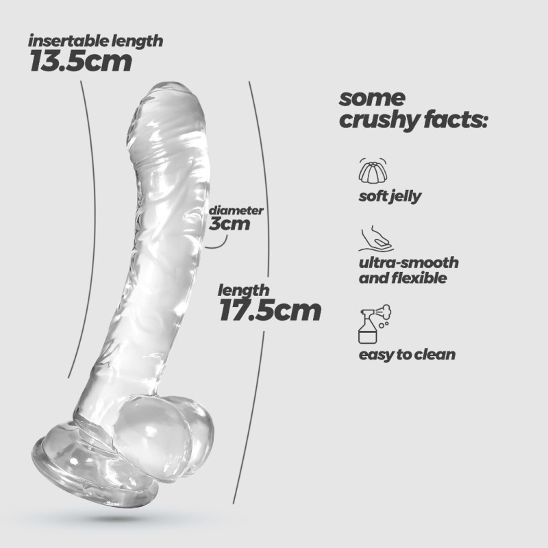 Crushious Πρωκτικό Jelly Dildo Crushious Hudini 17.5cm Διαφανές Jelly