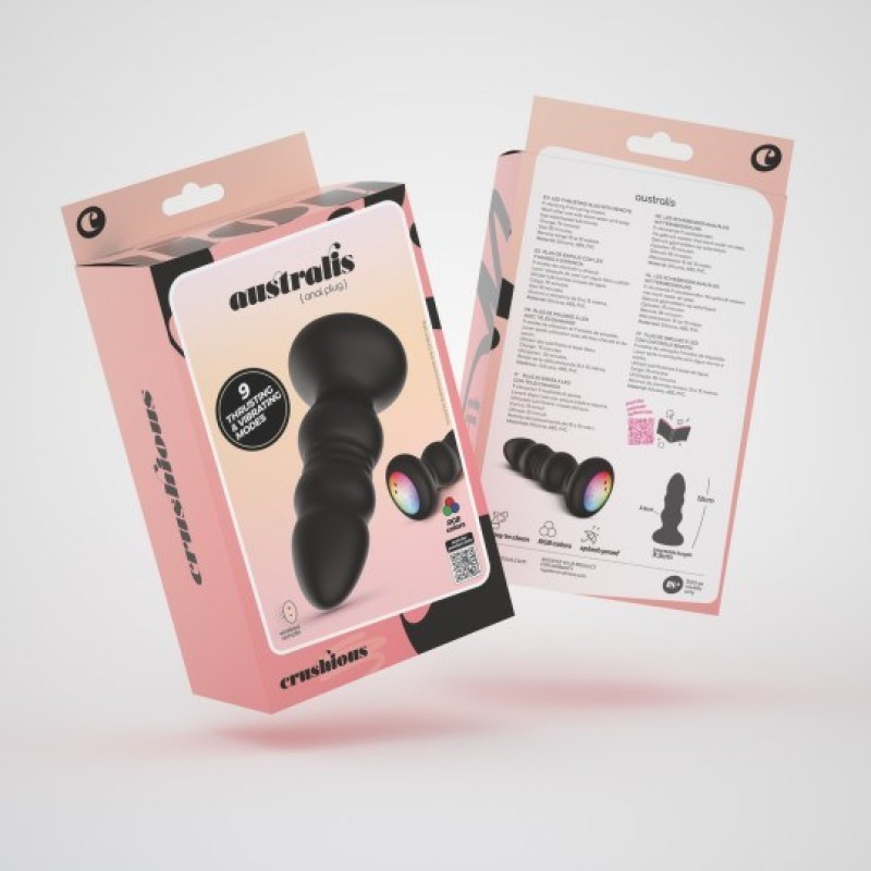 Crushious Thrusting Vibrating Butt Plug Crushious Australis Black Vibrating butt plugs