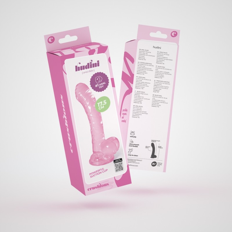 Crushious Anal Jelly Dildo Crushious Hudini 17.5cm Pink Jelly