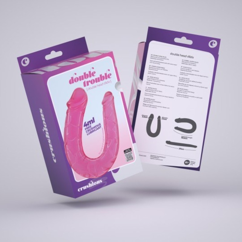 Crushious Διπλό Dildo Crushious Double Trouble 27cm Ροζ Διπλά