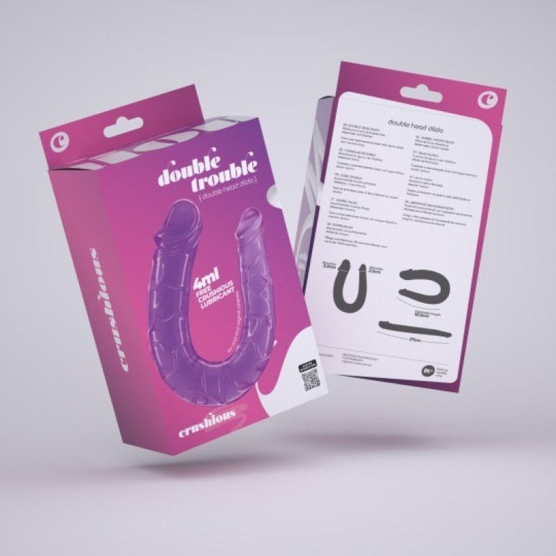 Crushious Διπλό Dildo Crushious Double Trouble 27cm Μοβ Διπλά