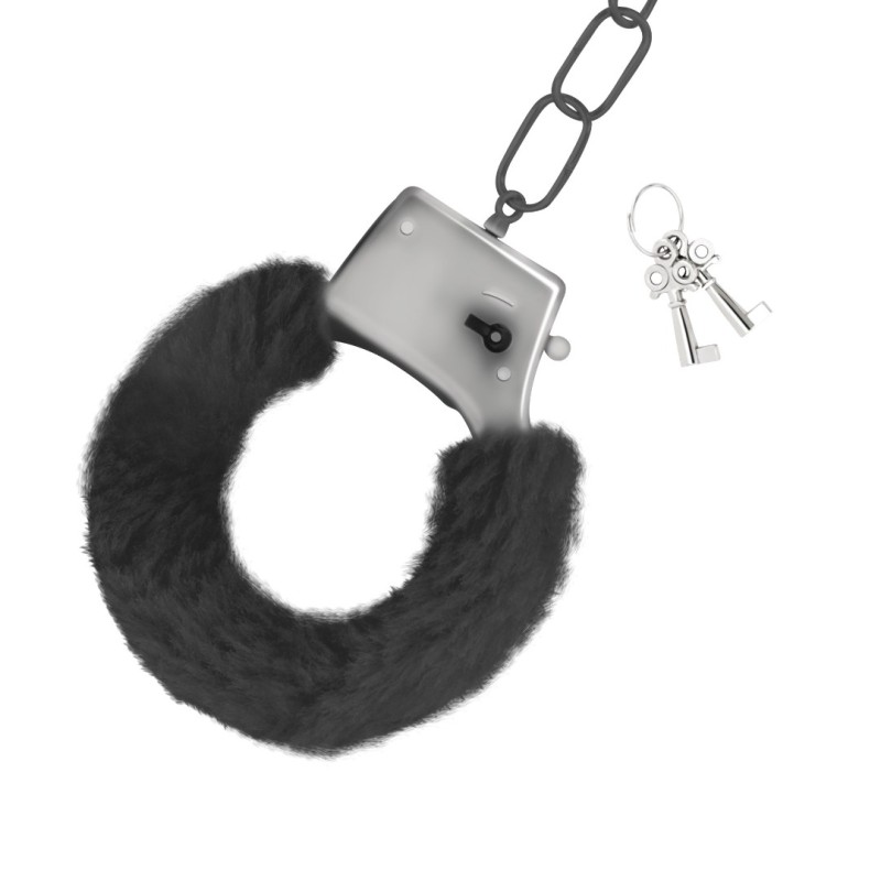 Crushious Χειροπέδες με Γούνα Crushious Love Cuffs Μαύρες Μεταλλικές χειροπέδες