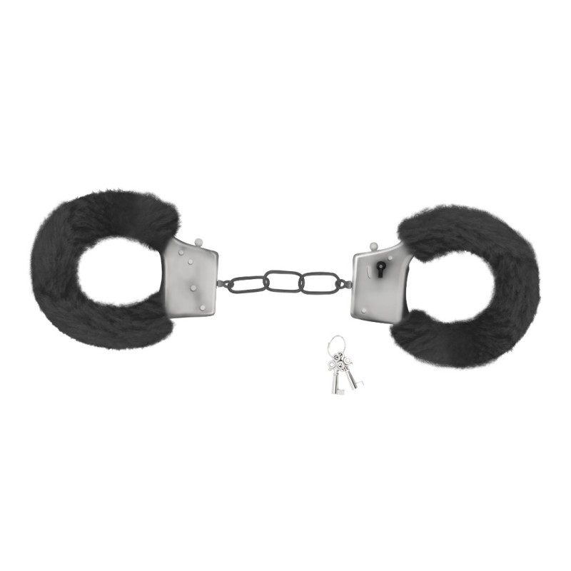 Crushious Χειροπέδες με Γούνα Crushious Love Cuffs Μαύρες Μεταλλικές χειροπέδες