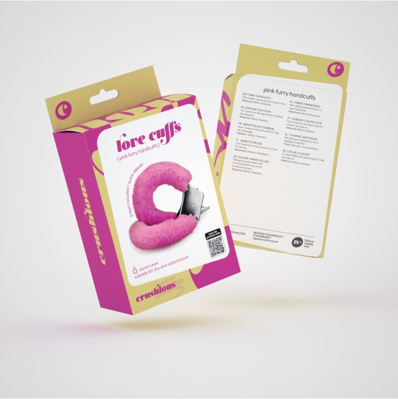 Furry Handcuffs Crushious Love Cuffs Pink