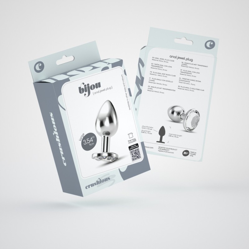 Butt Plug With Jewel Crushious Bijou Large Silver/Clear