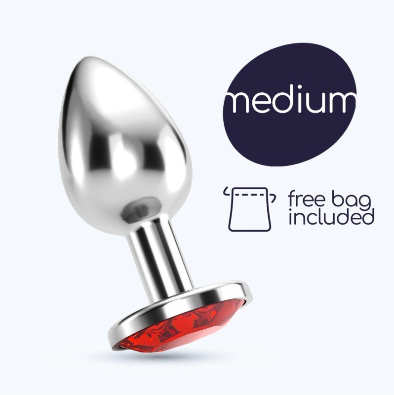 Butt Plug With Jewel Crushious Bijou Medium Silver/Red