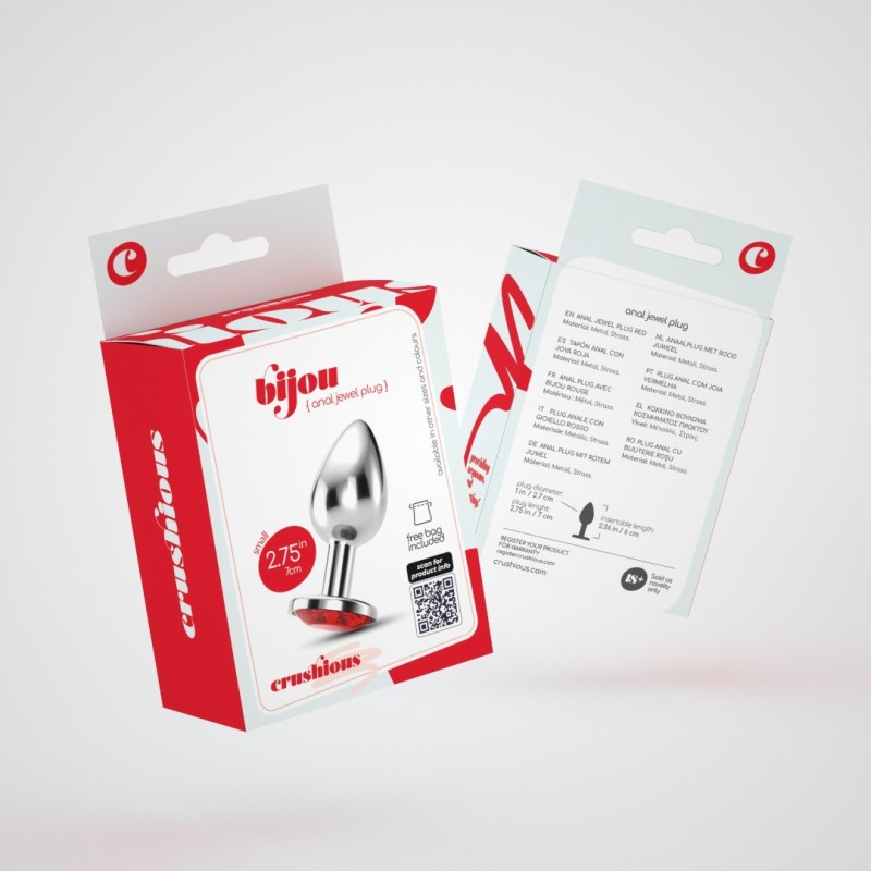 Πρωκτική Σφήνα Με Κόσμημα Crushious Bijou Small Ασημί/Κόκκινη