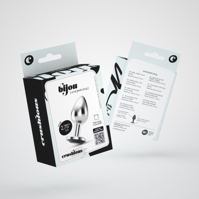 Butt Plug With Jewel Crushious Bijou Small Silver/Black Butt Plug With Jewel Crushious Bijou Small Silver/Black