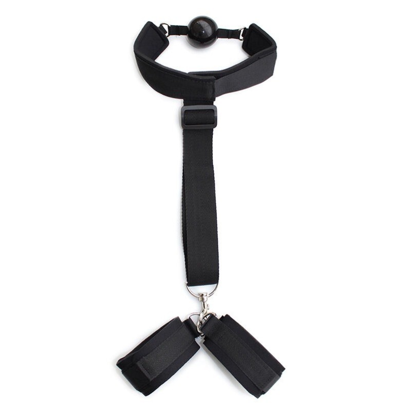 Fetish Neoprene Gag With Hand Cuffs Ohmama Black