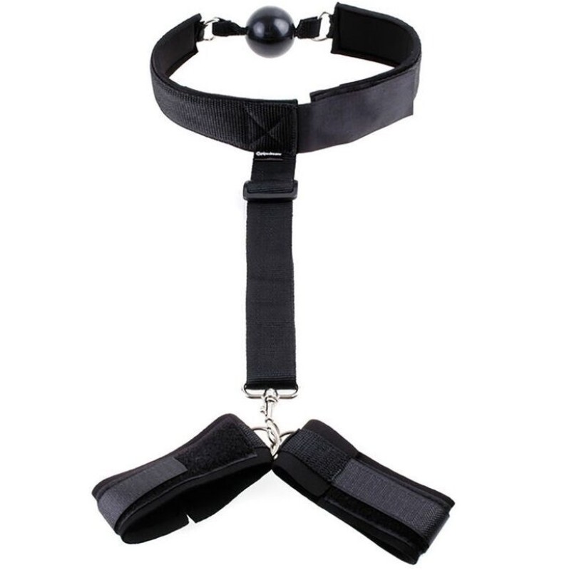 Fetish Neoprene Gag With Hand Cuffs Ohmama Black