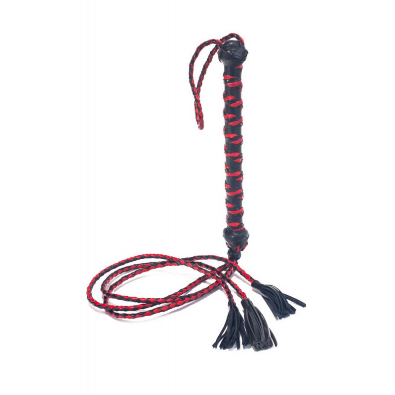 Devil Sticks Leather Three Tail Tassel Whip Devil Sticks Red/Black Floggers & Paddles