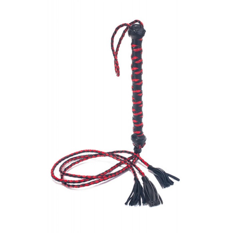 Leather Three Tail Tassel Whip Devil Sticks Red/Black