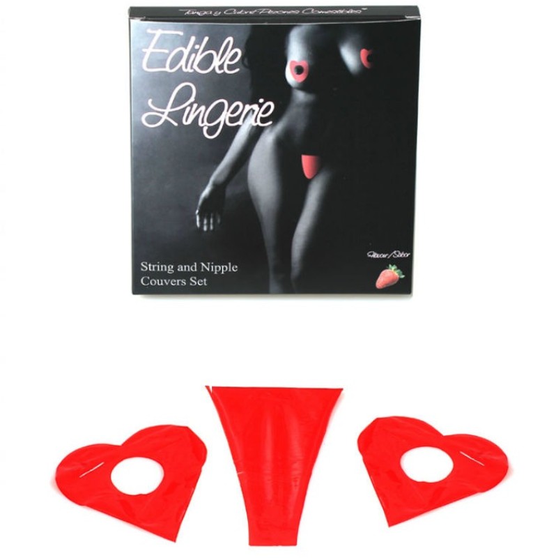 Nipple & String Covers Set Secret Play Strawberry Flavor