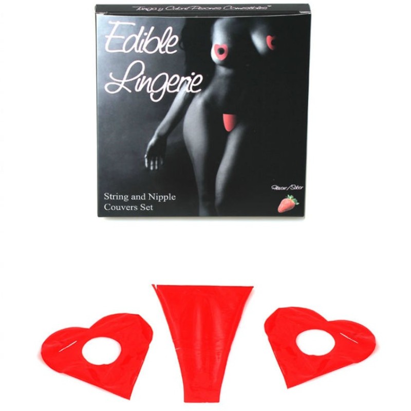 Nipple & String Covers Set Secret Play Strawberry Flavor